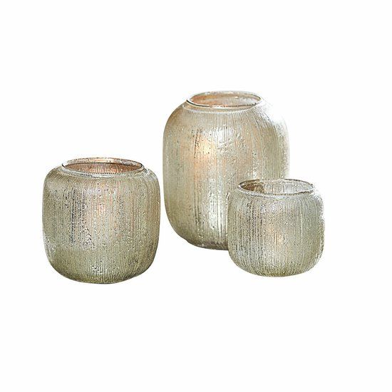LOBERON Windlicht set van 3 Clioneth zilverkleurig
