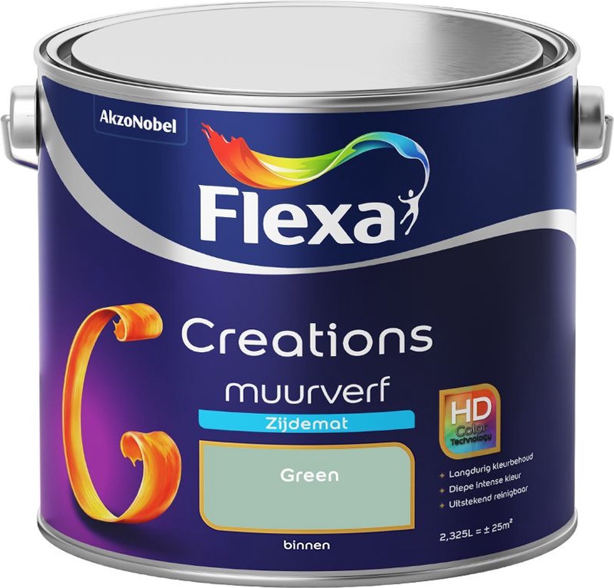 FLEXA | Creations Muurverf Zijdemat | Green - Kleur van het jaar 2009 | 2.5L