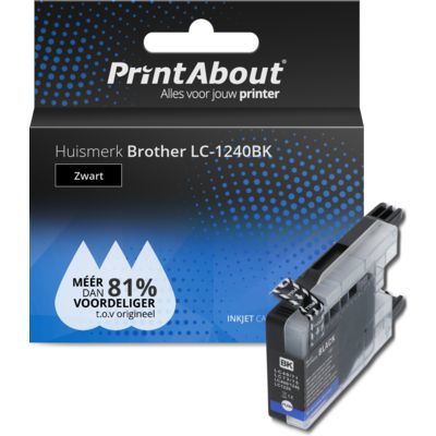 PrintAbout Huismerk LC-1240BK Zwart | Compatibele inktcartridge voor Brother
