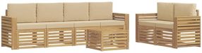 vidaXL - Buiten - bank - set - 7 - st - Wit - en - Beige - Polyester