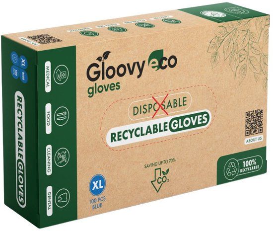 Gloovy Eco Huishoudhandschoenen Blauw XL (100 stuks)