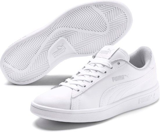 PUMA Smash V2 L Jr Sneakers - Puma White - Kids - Size 38.5
