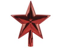 Kaemingk Spitze für Weihnachtsbaum, Kunststoff, 21 cm, strukturierter Stern, Weihnachtsbaumschmuck und Weihnachtsbaumschmuck, Rot