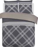 VISION home VISION William - Dekbedovertrekset - 100% Katoen - Tweepersoons - 200x200 cm - Beige/Grijs