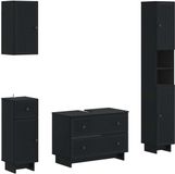 vidaXL - 4-delige - Badkamerkast - Set - EDE - Zwart - Bewerkt - hout
