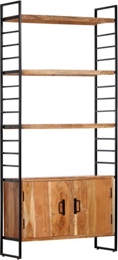 vidaXL Boekenkast met 4 schappen 80x30x180 cm massief acaciahout