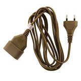 Zenitech H03VVH2-F 2x0.75mm² Verlengsnoer - 6A Elektrische Verlengsnoer Met Stopcontact Zonder Aarde - Ingebouwde Kinderbeveiliging - Voldoet Aan NF Normen - Goud - 3m
