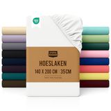 Utopia Bedding Hoeslaken, 35 cm Diepe, Eenvoudig onderhoud Zachte Geborstelde Microvezel Stof, Krimp en Vervaagt Bestendig (140 x 200 cm, Wit)
