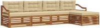 vidaXL - Bank loungeset - 5 zitplekken - Natuurlijk en beige - Acacia hout