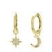 Lucardi Dames Goldplated oorringen halve maan/ ster