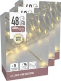 Non-branded Guirlande lumineuse - 3x - 48 ampoules - blanc chaud - à piles - 360 cm