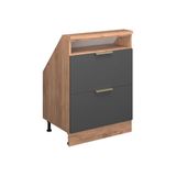 Vicco Rion Kast voor schuine wand – 60 x 81.6 cm met 2 laden Antraciet-goud