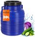 KADAX Tonneau en plastique 20 l, grand réservoir d'eau avec couvercle, fût multifonctionnel à large ouverture pour la fermentation des cornichons et le stockage des aliments (bleu)