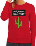 Bellatio Decorations Shoppartners Bv Wil je een Knuffel tekst sweater rood dames - dames trui Wil je een Knuffel? XXL