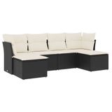 vidaXL 6-delige Loungeset met kussens, polyrattan, zwart