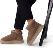 Manfield - Dames - Beige suède snowboots - Maat 38