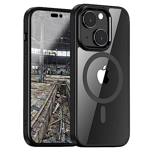 JT Berlin Pankow Hybride beschermhoes compatibel met Apple iPhone 14, geoptimaliseerd voor magnetisch opladen, camera en displaybescherming, zwart/transparant