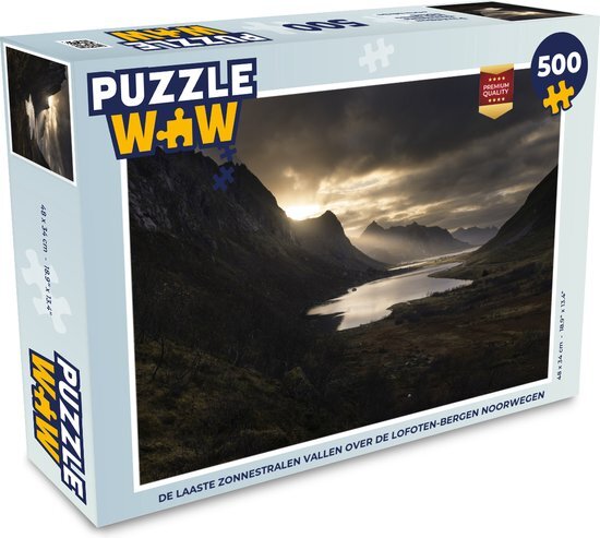 MuchoWow Puzzel De laaste zonnestralen vallen over de Lofoten-bergen Noorwegen - Legpuzzel - Puzzel 500 stukjes