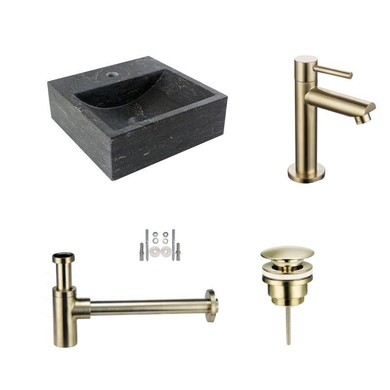 Badkamerplanet Fonteinset Hardstenen Square Goud 30x30x10 cm