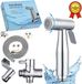 El Suvon® Douche de bidet - Shattaf - Douchette de bidet - Pulvérisateur de bidet - Bidet WC - Robinet de bidet - Ensemble complet de douche de bidet - Argent
