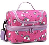 Roze geïsoleerde lunchbox pour filles avec 2 compartiments et bandoulière amovible