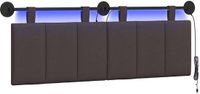 vidaXL Hangend hoofdbord Met LED-verlichting Donkerbruin Stof