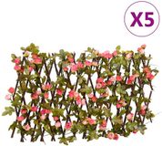 vidaXL Kunstplant klimop latwerk 5 st uittrekbaar 180x30 cm donkerroze