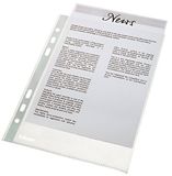 Esselte 23782 Plastic geperforeerde zak, transparante matte afwerking, top open, 43 micron polypropyleen, pak van 100, transparant, A5