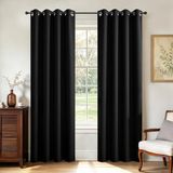 Joydeco Verduisterende gordijnen 274 cm lang, set met 2 panelen, thermisch geïsoleerde lange gordijnen en gordijnen, 2 burg, kamerverduisterende doorvoergordijnen voor woonkamer slaapkamerraam (zwart,