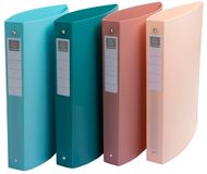 Exacompta - Ref. 51470E - Pak van 4 Skandi halfharde mappen - gerecycled PP - 4 ronde ringen - rug 40 mm - buitenformaat 32x26,8 cm - A4 Maxi formaat - 4 verschillende kleuren