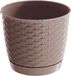 Prosperplast Ronde gevlochten plantenpot/bloempot kunststof dia 14.5 cm taupe