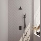 Brauer Black Edition Thermostatische Regendoucheset Inbouw - Hoofddouche 20 cm - Rechte Wandarm - 3 Weg - Handdouche Staaf - Doucheslang - Geintegreerde Glijstang - Mat Zwart