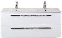 BES LED Seville Badmeubelset 120 cm - 2 Laden Wit Hoogglans - Wastafel Enjoy Dubbel