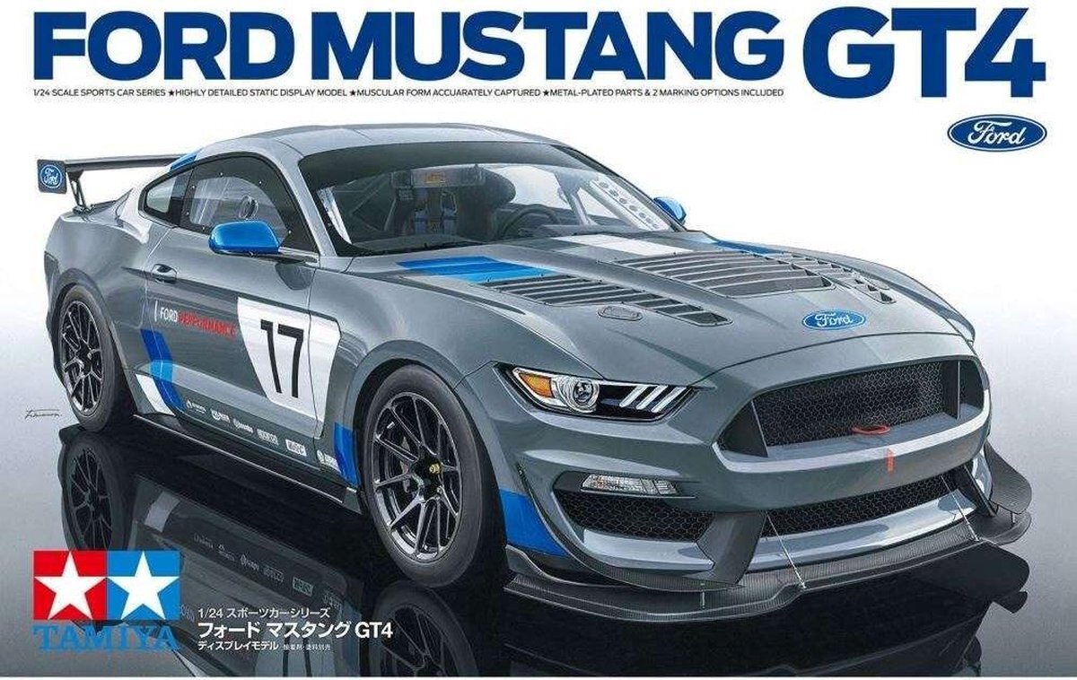 tamiya 24354 1:24 Ford Mustang GT4 - getrouwe replica, modelbouw, kunststof kit, hobby, lijmen, modelbouwdoos, montage, onbeschilderd, veelkleurig