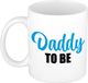 Bellatio Decorations Daddy to be mok / beker wit met blauwe letters 300 ml - aanstaande vader cadeau mok