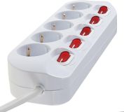 ChiliTec Prise - 5 prises de table avec interrupteur individuel avec 1,5 - Blanc