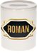 Bellatio Decorations Roman Spaarpot - wit - met goud/zwart embleem - 8 x 9 cm - keramiek - met afsluitdop