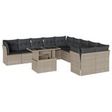 VidaXL Loungeset 11-delig avec coussins, poly rotin, gris clair