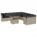 VidaXL Loungeset 11-delig avec coussins, poly rotin, gris clair