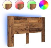 vidaXL Hoofdbord met opbergruimte en LED Oud hout 160 cm Bewerkt hout