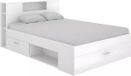Vente-unique Bed LEANDRE met hoofdeinde, opbergruimte en lades - 140 x 190 cm - Kleur: wit