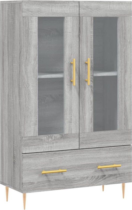 vidaXL Hoge kast 69,5x31x115 cm bewerkt hout grijs sonoma eikenkleurig