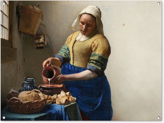 GreatGardenPosters Tuinposter 120x90 cm - Het melkmeisje - Vermeer - PVC - Buiten