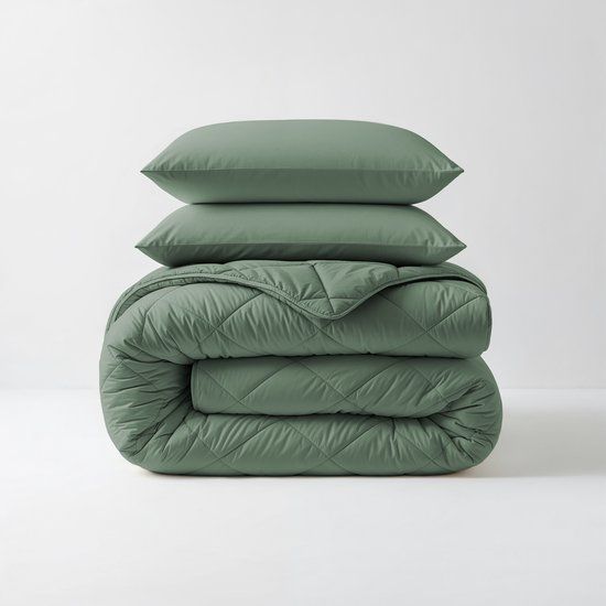 Sleeptime 2 in 1 Diamant Dekbed - Dekbed zonder Overtrek Inclusief Kussenslopen - 200x200 - Groen