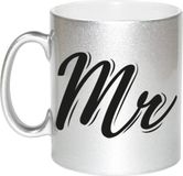 Bellatio Decorations Zilveren Mr / Mister cadeau mok / beker - 330 ml - keramiek - koffiemokken / theebekers