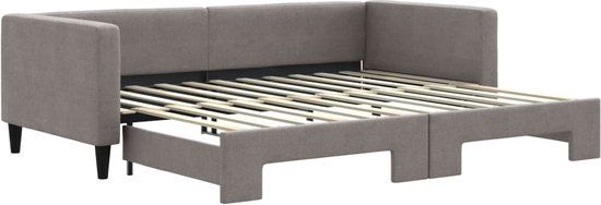 vidaXL Slaapbank met onderschuifbed 90x200 cm stof taupe