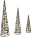 vidaXL Sapin de Noël 3 pcs 90 LED Blanc chaud 20 x 20 x 80 cm Rotin