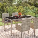 Prolenta Maison Exclusive - Tuintafel met glazen blad, grijs, 150x90x75 cm, polyrotan