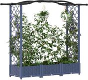 vidaXL Verhoogd bed met trellis en dak Grijs 169 x 40 x 123 cm PP