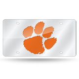 NCAA Rico Industries NCAA Clemson Tigers Laser ingelegde metalen kentekenplaattag, 15,2 x 30,5 cm, zilver